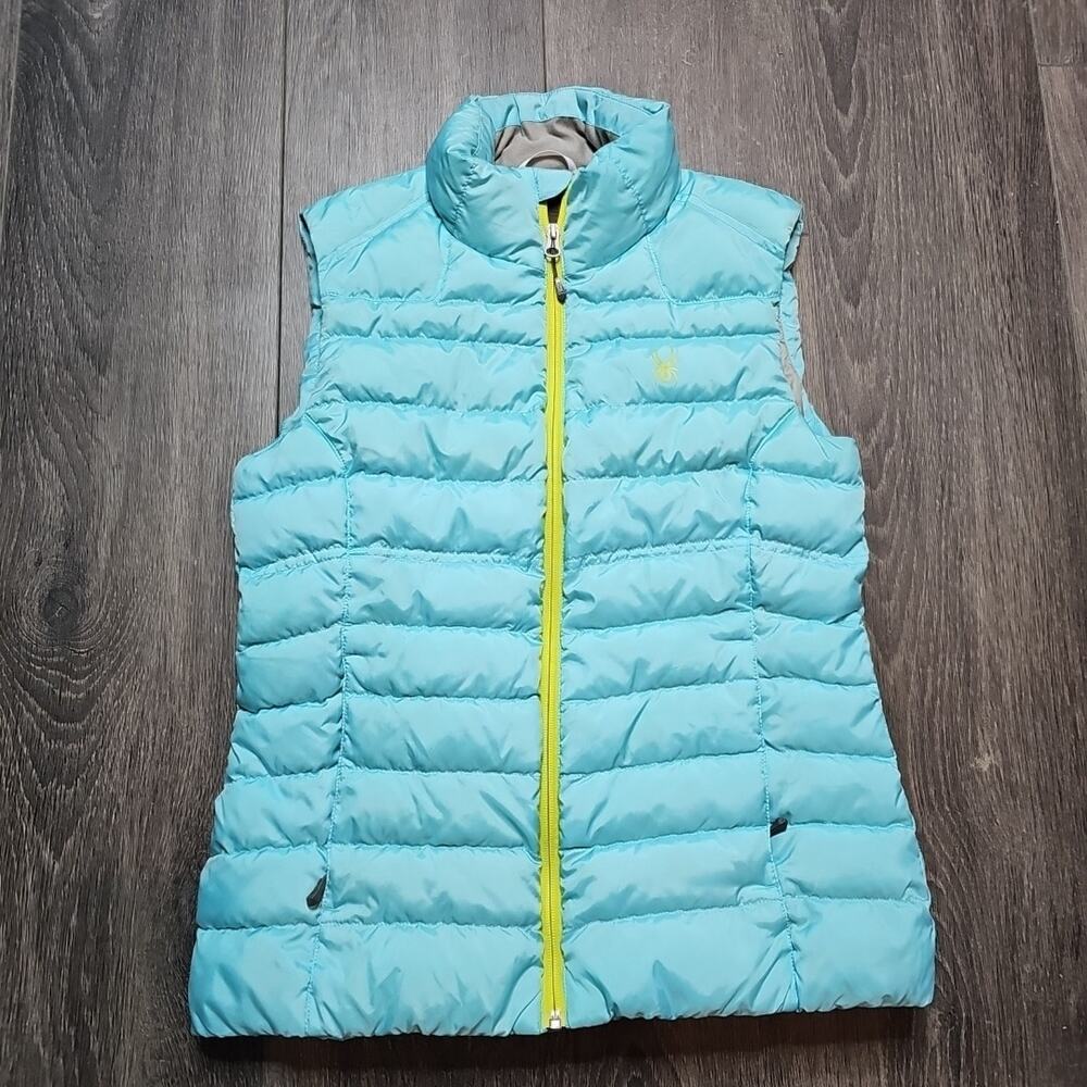 MENS SPYDER blue FULL ZIP SLEEVELESS down INSULATED PUFFER VEST SIZE MEDIUM